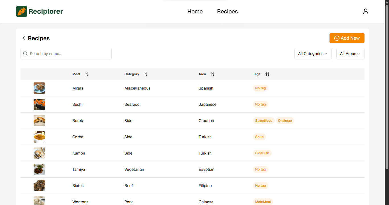 Reciplorer's screenshot