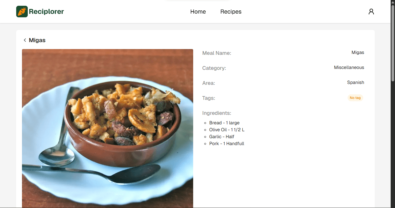 Reciplorer's screenshot